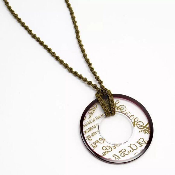 Auth HERMES Necklace Clear x Bordeaux x Khaki crystal - Picture 1 of 16